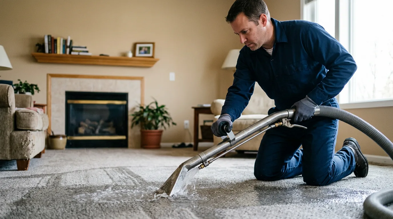 Water damage restoration technician working near Nescopeck, PA